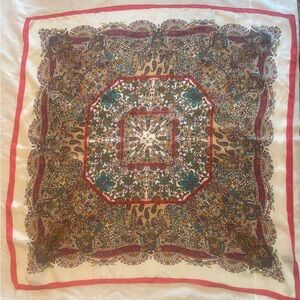 Elegant Green and Pink Paisley Silk Scarf